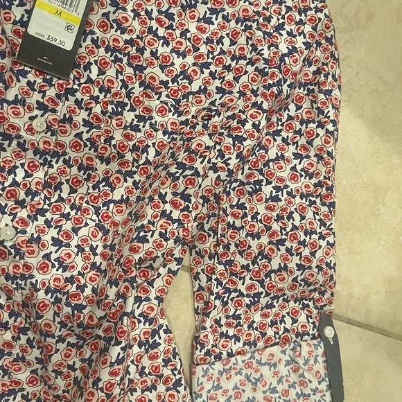 Tommy Hilfiger Floral Button Down Shirt - Red, Blue, White - Picture 2 of 6